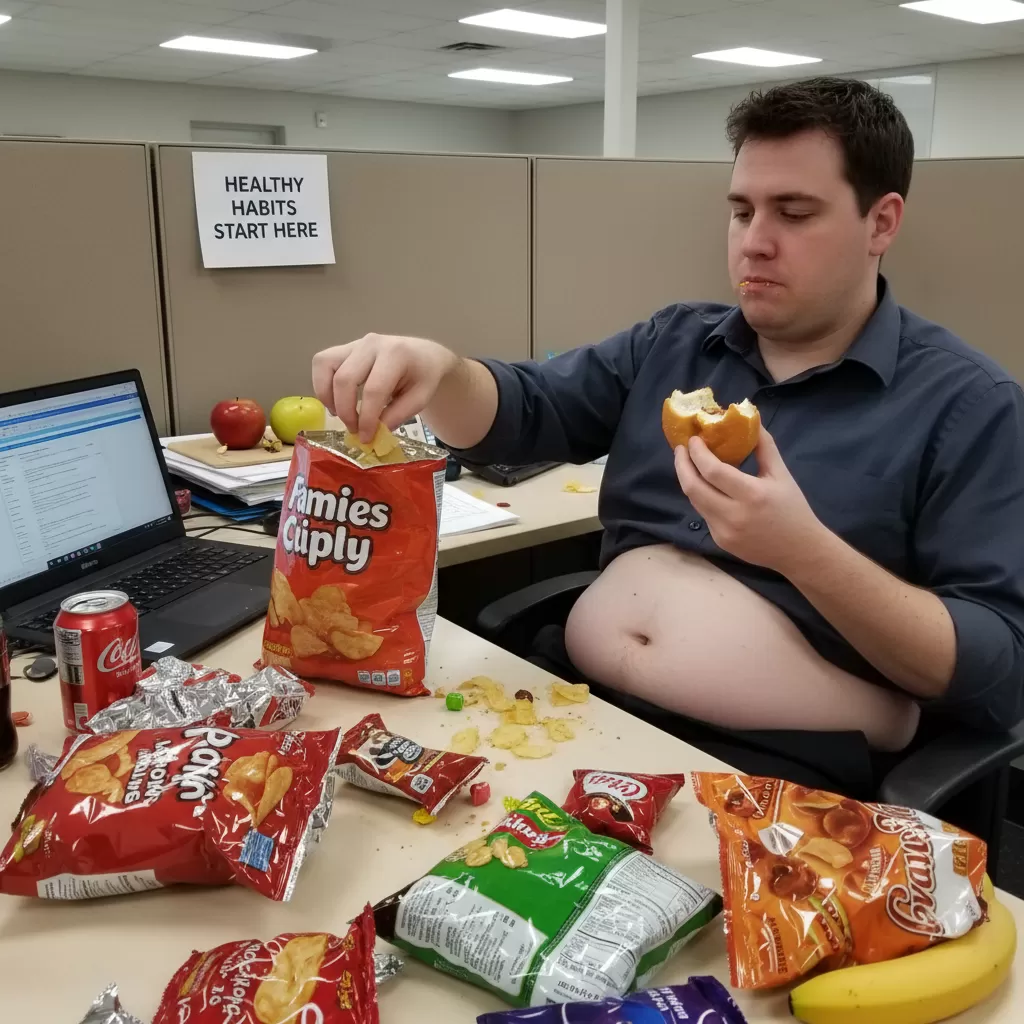 gemini_image_1772197343 Thói quen ăn uống không lành mạnh và căng thẳng công việc góp phần làm tăng tích tụ mỡ thừa