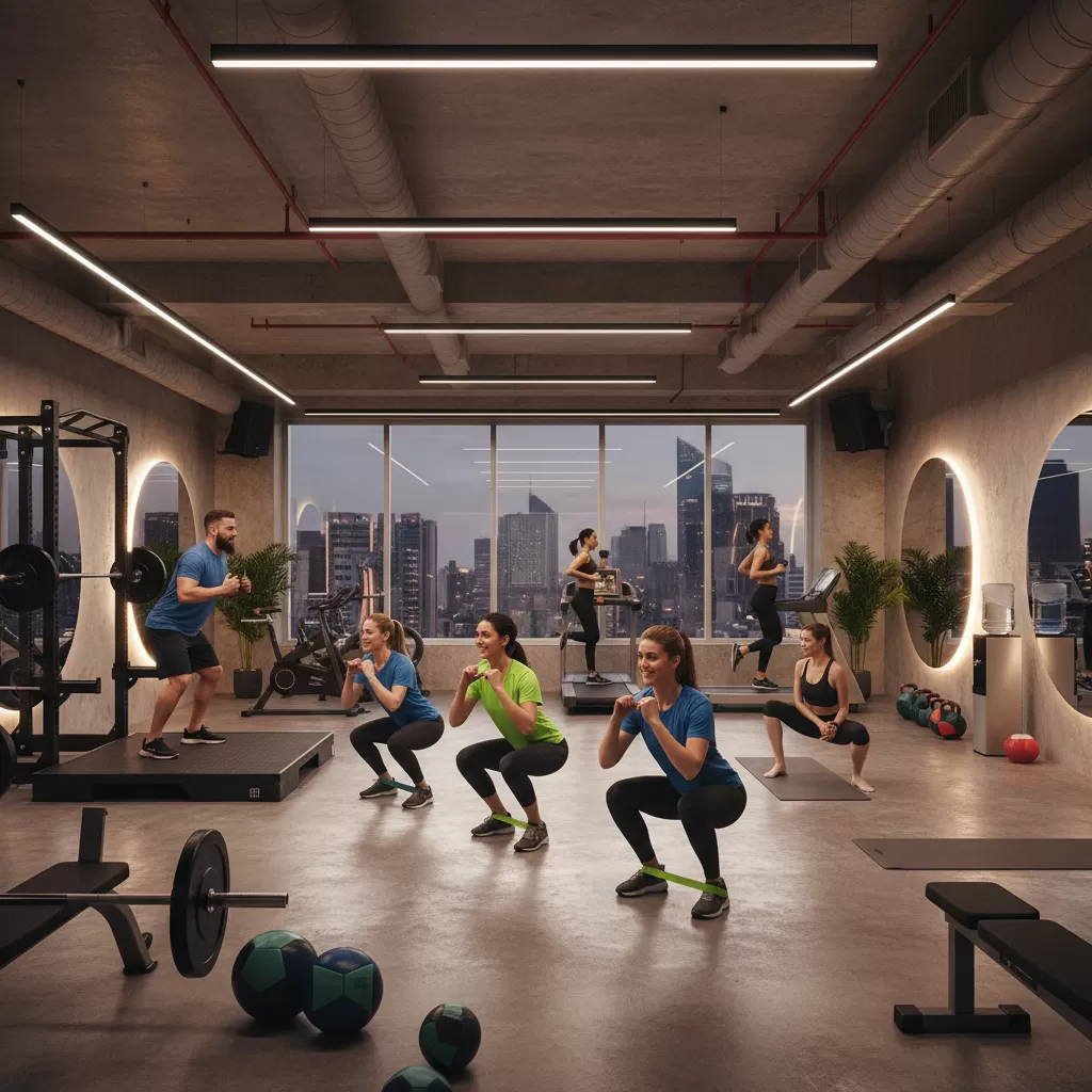 gemini_image_1772200455 Sự khác biệt giữa trải nghiệm tập luyện nhóm và tập luyện cá nhân tại phòng gym