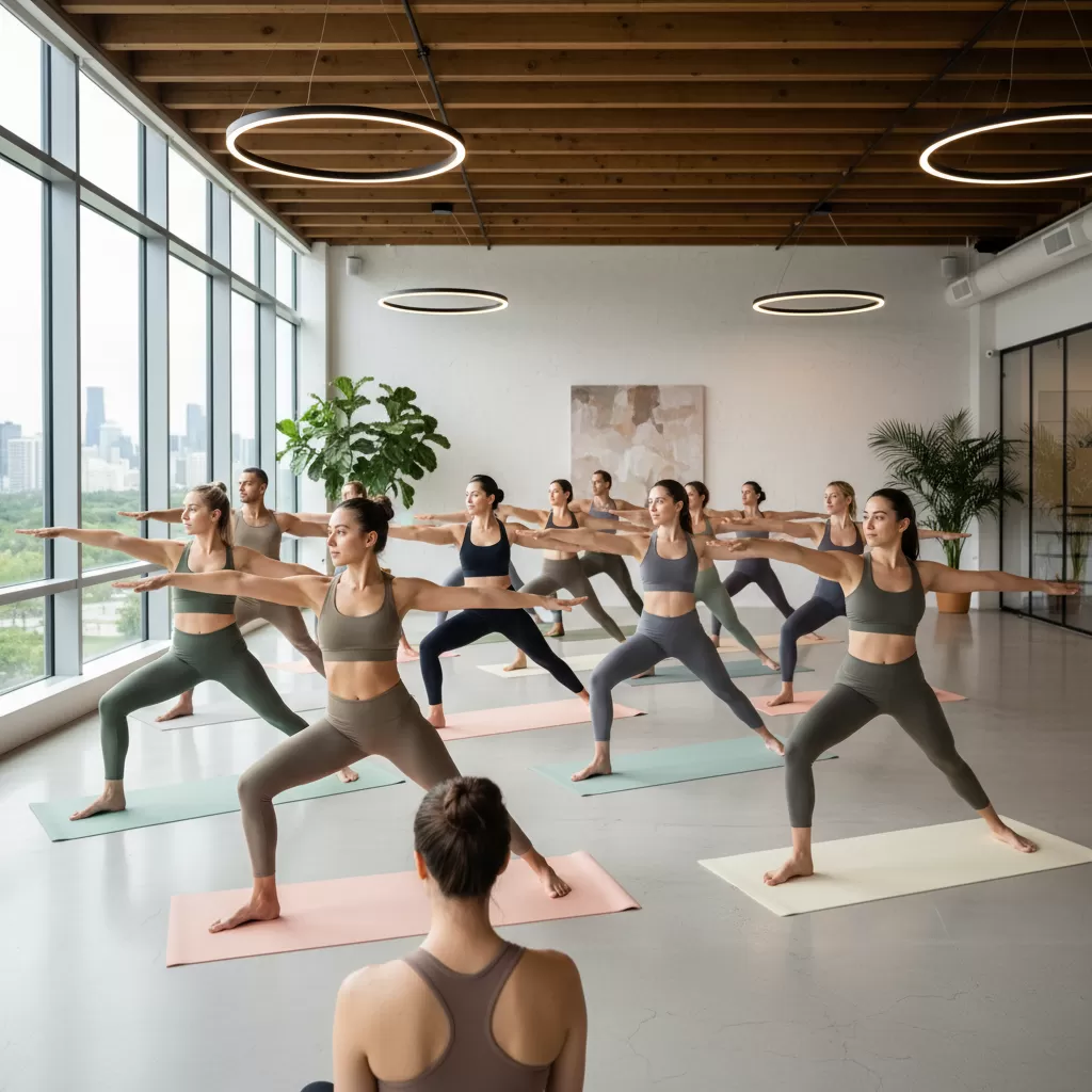 gemini_image_1772203121 Tập luyện yoga theo nhóm mang lại không khí tích cực và sự gắn kết giữa các thành viên