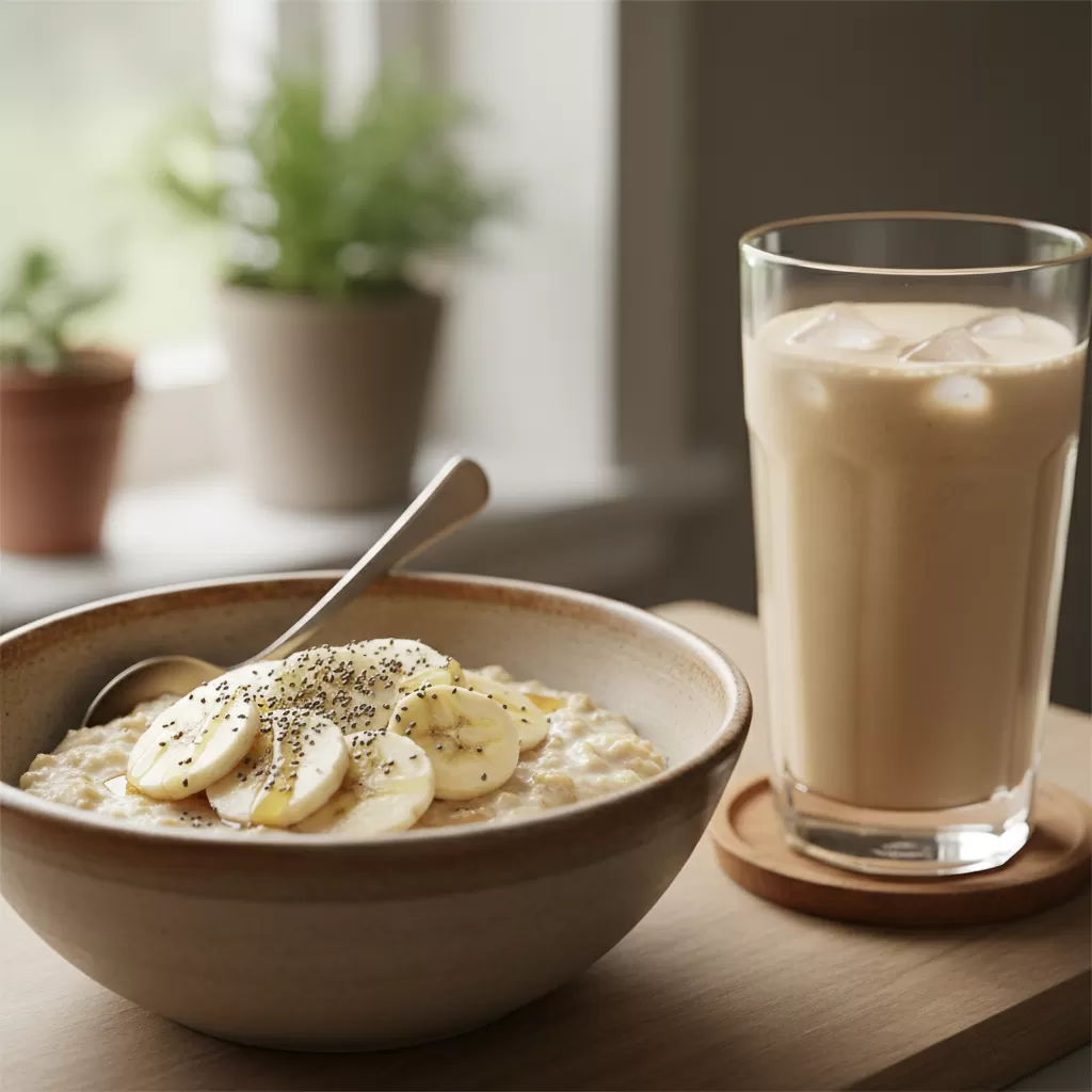 gemini_image_1772169421 Yến mạch và protein là sự kết hợp hoàn hảo trước khi vào phòng tập