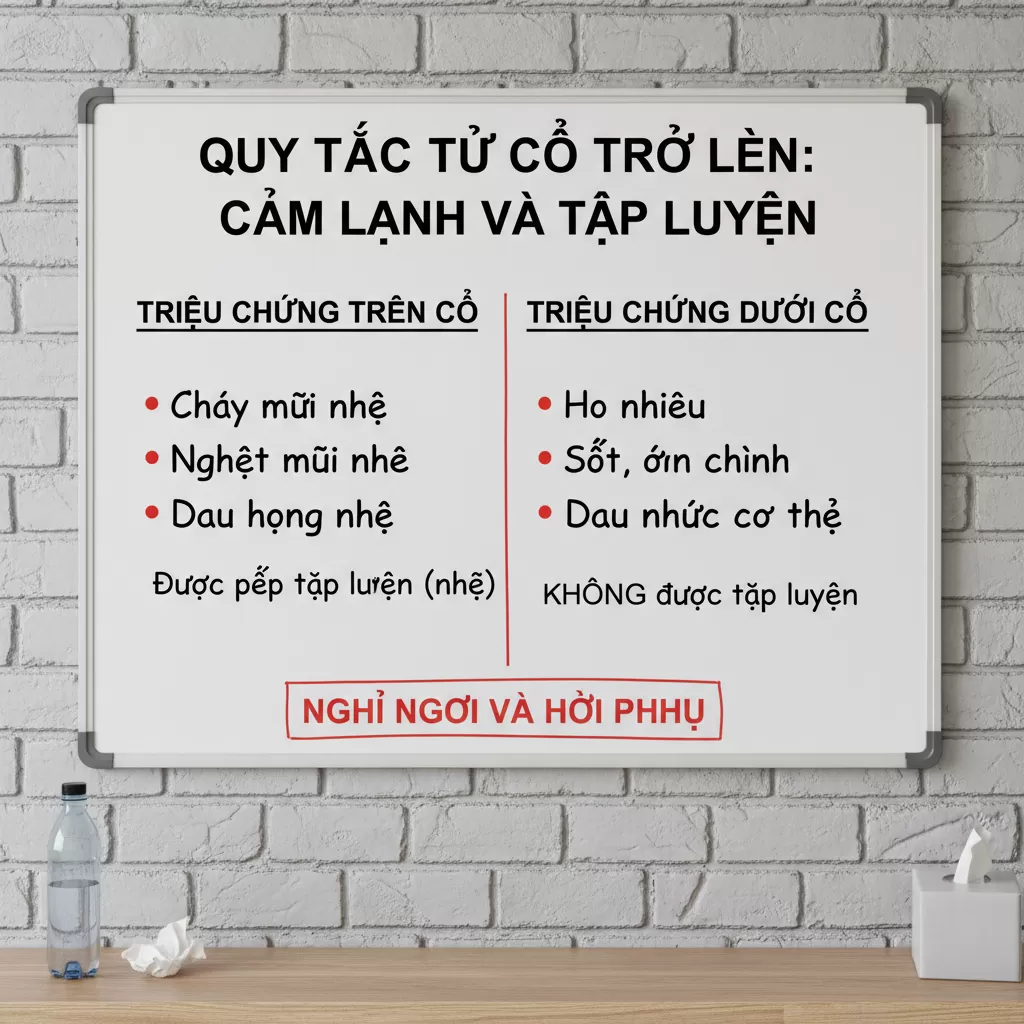 Áp dụng quy tắc từ cổ trở lên để đưa ra quyết định tập luyện an toàn