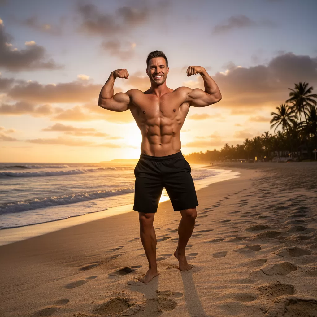 gemini_image_1772207733 Sở hữu vóc dáng săn chắc giúp bạn tự tin hơn trong những chuyến đi biển